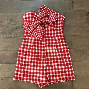 Red Gingham romper with bow